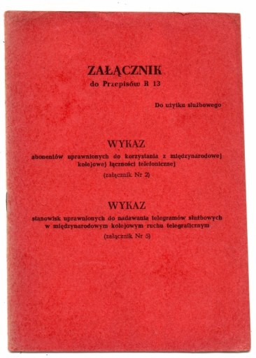 Zdjęcie oferty: Załącznik do Przepisów R 13  - PKP 1970