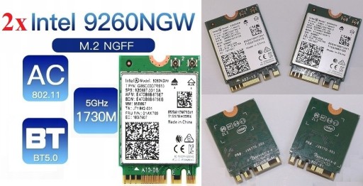 Zdjęcie oferty: 2x Intel 9260NGW WLAN AC 1.7GHz 01AX769 920687-001