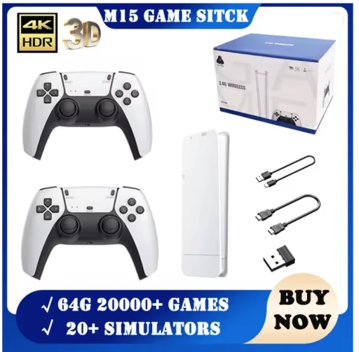 Zdjęcie oferty: M15 Game Stick Mini – Retro Konsola HD z 20 000 Dwa Pady karta 64GB 