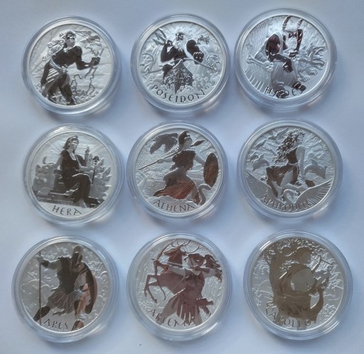 Zdjęcie oferty: Bogowie olimpu Srebro 9 monet 1 OZ