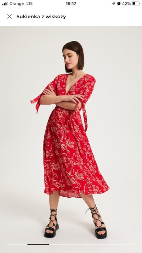 Zdjęcie oferty: Sukienka midi czerwona wiskoza M