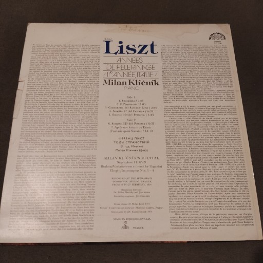 Zdjęcie oferty: Milan Kličnik, Années de Pélerinage LISZT winyl