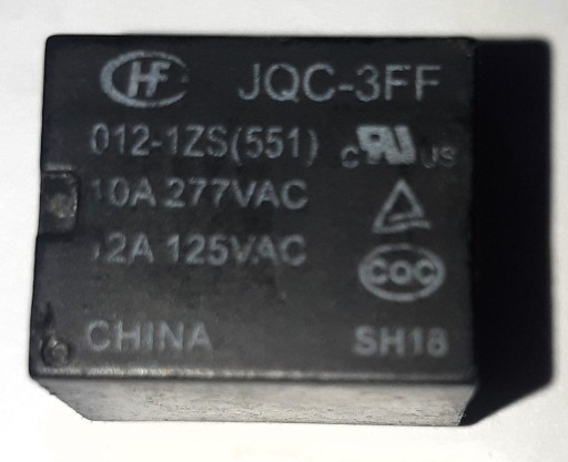 Zdjęcie oferty: Przekaźnik JQC-3FF, 12V DC do druku