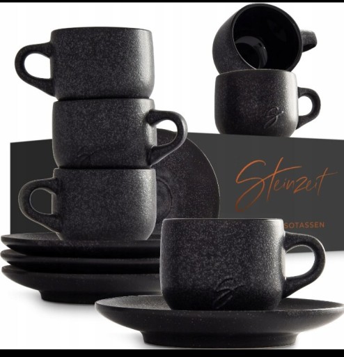 Zdjęcie oferty: STEINZEIT DESIGN Filiżanki Do Espresso Zestaw 6x80ml Czarny