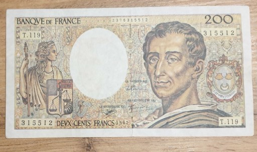 Zdjęcie oferty: 200 Franków 1992 ,Banknot Francja