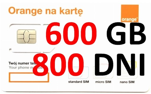 Zdjęcie oferty: internet na kartę orange free 600 GB 800 dni