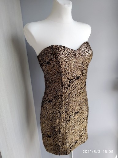 Zdjęcie oferty: Obcisła sukienka bez ramiączek złota sylwester M L