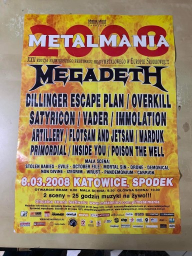 Zdjęcie oferty: Stary plakat METALMANIA 2008 MEGADETH