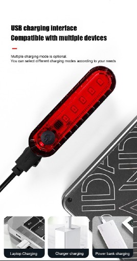 Zdjęcie oferty: Latarka, tylne światło rowerowe, LED, czerwone, usb