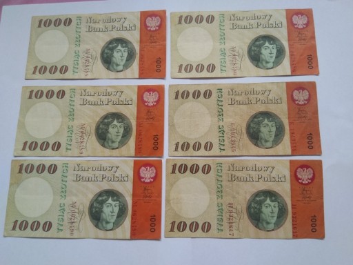 Zdjęcie oferty: Zestaw 6 polskich banknotów 1000 zł 1965r