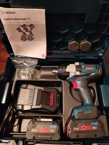 Zdjęcie oferty: Klucz udarowy Bosch GDS 18V-1000+2 aku 5.5Ah ProCore+ład+L-BOXX 136