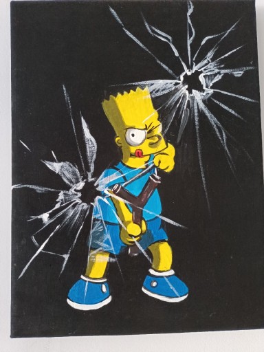 Zdjęcie oferty: Rysunek farbami akrylowymi Bart Simpson 