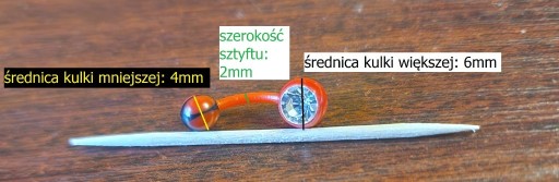 Zdjęcie oferty: Kolczyk do pępka banan 2mm z kulkami piercing