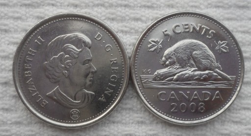 Zdjęcie oferty: Kanada Elżbieta II 5 centów 2008 KM# 491 1szt