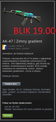 Zdjęcie oferty: AK-47 | Zimny gradient FT cs2 csgo skin