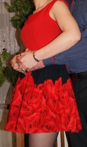 Zdjęcie oferty: Sukienka koktajlowa (granatowo-czerwona). R. 38
