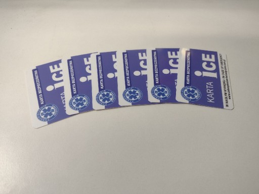 Zdjęcie oferty: Karta ICE plastikowa pierwsza pomoc fioletowa