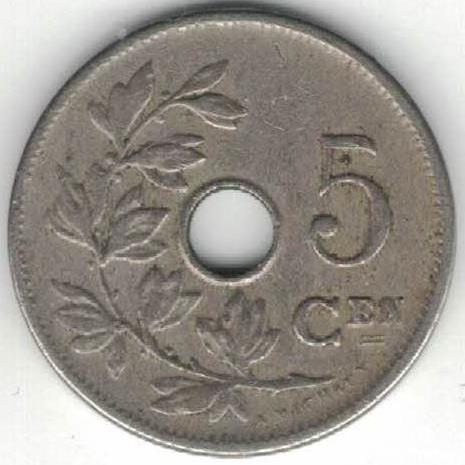 Zdjęcie oferty: Belgia 5 centymów centimes 1906 E 19 mm nr 4