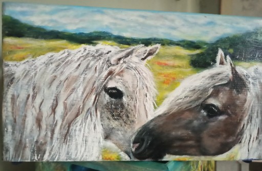 Zdjęcie oferty: Skrzynia ręcznie malowana: Letni pejzaż i konie