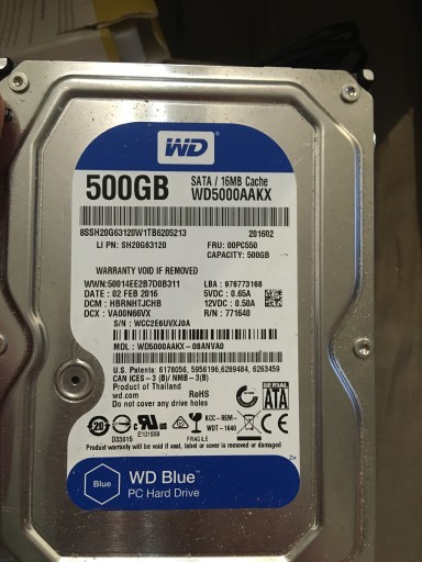 Zdjęcie oferty: Dysk sata 3,5 500gb 3,5 16mb cache wd5000aakx