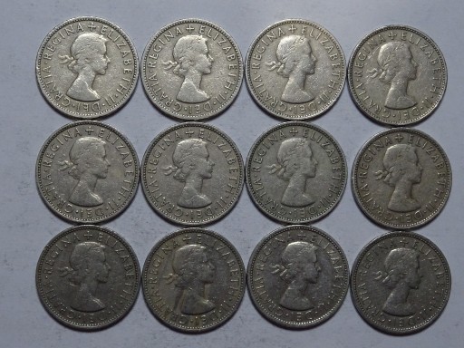 Zdjęcie oferty: Anglia 12 monet 2 shillingi 1954-1966 rok -A39