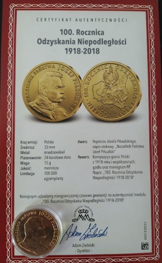 Zdjęcie oferty: Pamiątkowy medal - Józef Piłsudzki