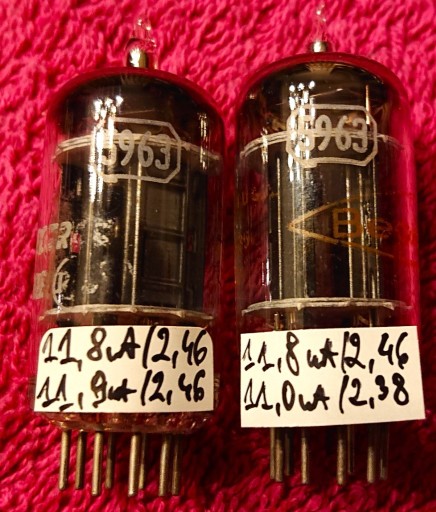 Zdjęcie oferty: 2x 5963 Ecc82a RCA USA D-getter Foil Gain111% 1958