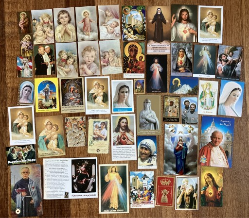Zdjęcie oferty: Święte obrazki Jan Paweł Matka Teresa Maksymilian Kolbe 48 szt