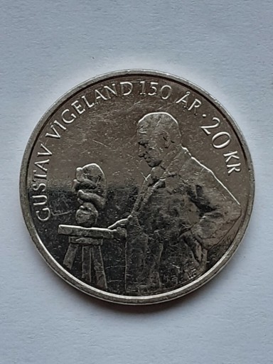 Zdjęcie oferty: Norwegia 20 koron , 150 rocznica -Gustav Vigeland 