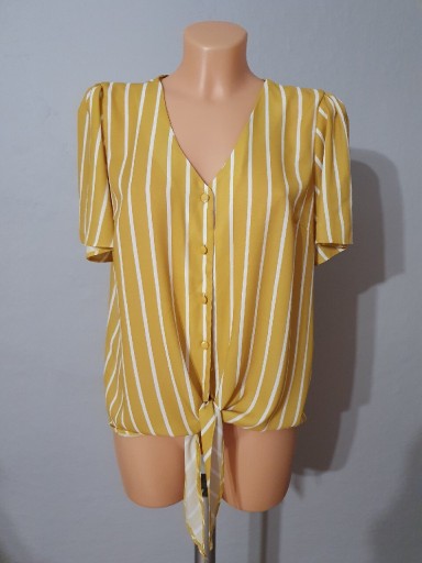 Zdjęcie oferty: Damska żółta bluzka zapinana na guziki w paski