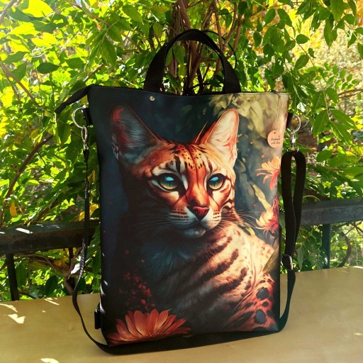 Zdjęcie oferty: Torba-plecak wodoodporna Bengal Cat handmade