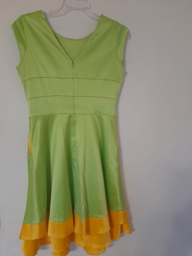 Zdjęcie oferty:  krótka letnia wizytowa sukienka 40 zielony żółty 