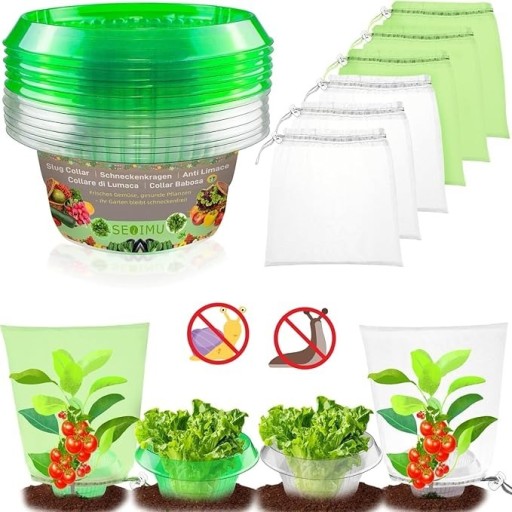 Zdjęcie oferty: Zestaw 24 osłon na rośliny - 12 przeciw ślimakom + 12 worki ochronne