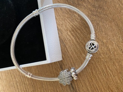 Zdjęcie oferty: Bransoletka Pandora 19 cm Moments + charmsy