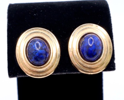 Zdjęcie oferty: Retro Kolczyki Złoto 14k Lapis lazuli 1.8 cm USA