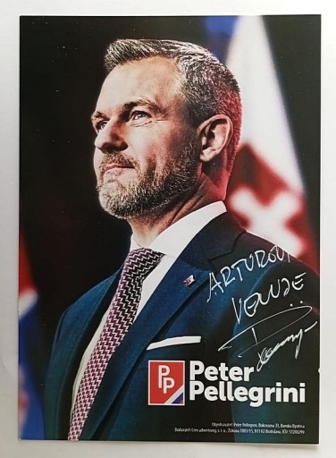 Zdjęcie oferty: Peter Pellegrini - prezydent Słowacji - autograf