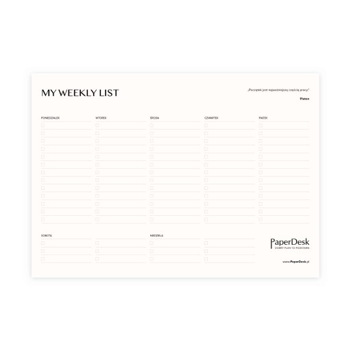 Zdjęcie oferty: Tygodniowy planner z cytatami z checklistą TO-DO