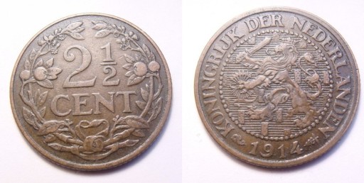 Zdjęcie oferty: Holandia 2,5 cent 1914 r.