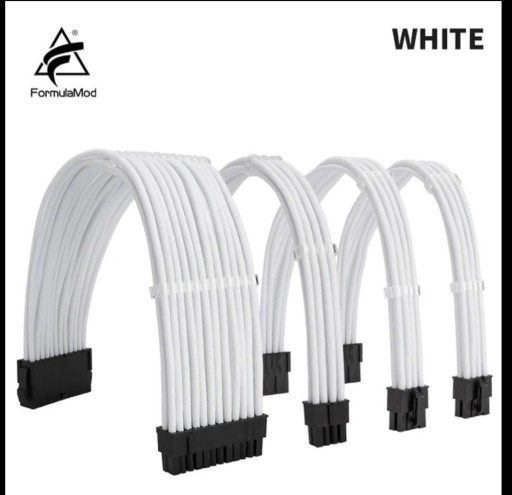 Zdjęcie oferty: Rozszerzenie kabli do zasilacza PSU, białe kable 