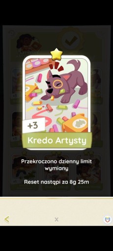 Zdjęcie oferty: Monopoly go SET 3 ZESTAW 3 Naklejka Karta 1* KREDO ARTYSTY