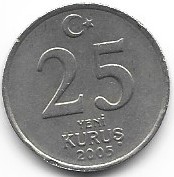 Zdjęcie oferty: Turcja 25 kurus 2005