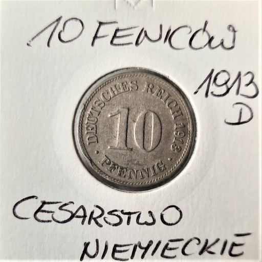 Zdjęcie oferty: 10 fenigów 1913 D Cesarstwo Niemieckie