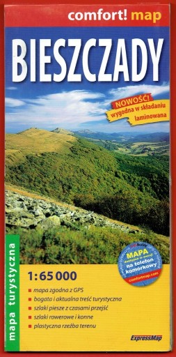 Zdjęcie oferty: BIESZCZADY mapa turystyczna 1: 65 000 laminowana