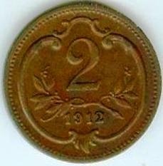 Zdjęcie oferty: AUSTRIA 2 HELLER 1912 Cu - ładny stan 