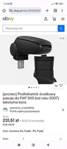 Zdjęcie oferty: Podłokietnik fiat 500