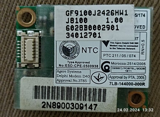 Zdjęcie oferty: MODEM GSM modem Delphi D40 rew. AM5 DO LAPTOPOW