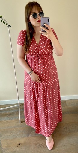 Zdjęcie oferty: Sukienka w grochy czerwona maxi wiosna lato