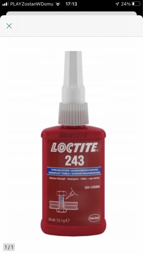 Zdjęcie oferty: Klej do gwintów Loctite 243 50 ml