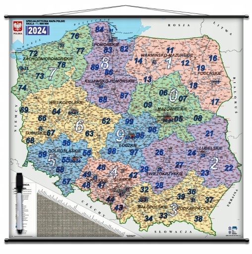 Zdjęcie oferty: MAPA POLSKI Kodowa Ścienna 134x141cm POLSKA 2024