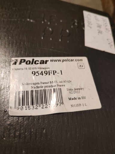 Zdjęcie oferty: NADKOLE PRZEDNIE L + P VOLKSWAGEN PASSAT B5 FL 